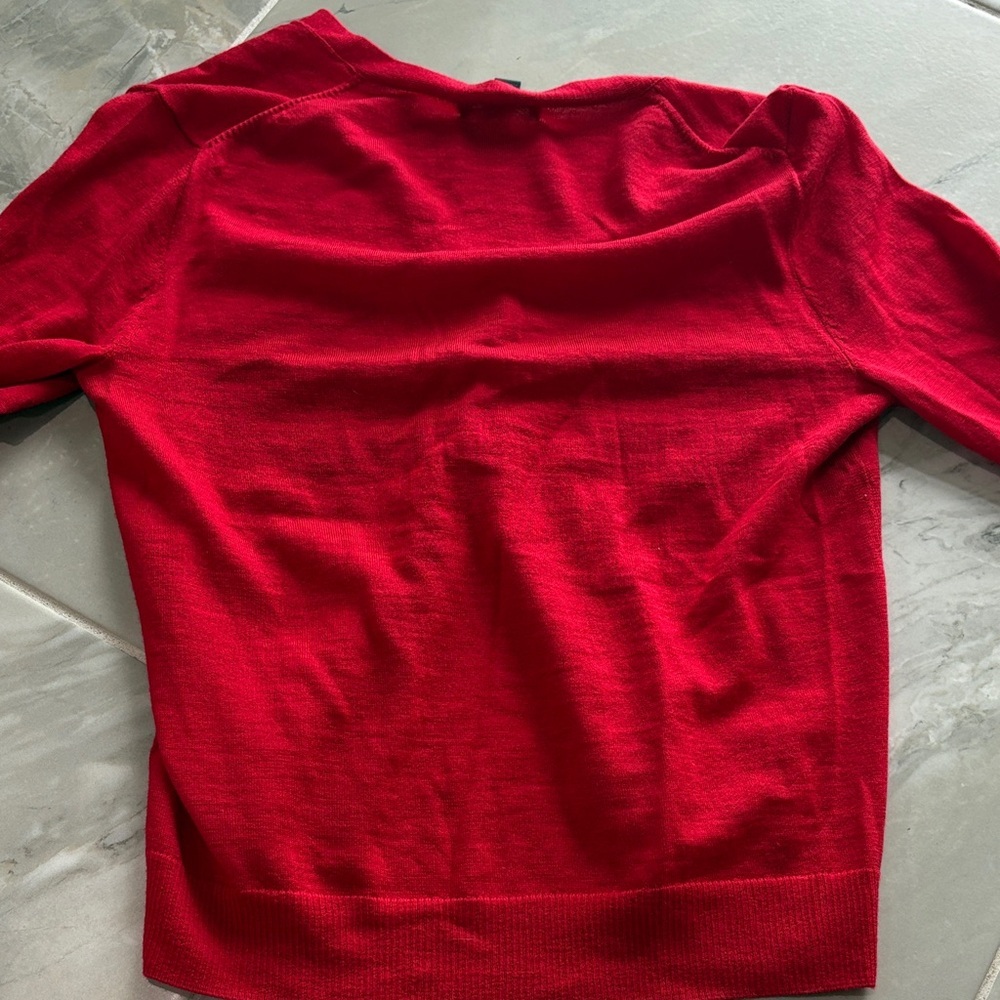 J. Crew Red Cardigan with Zebra Design - Picture 3 of 3